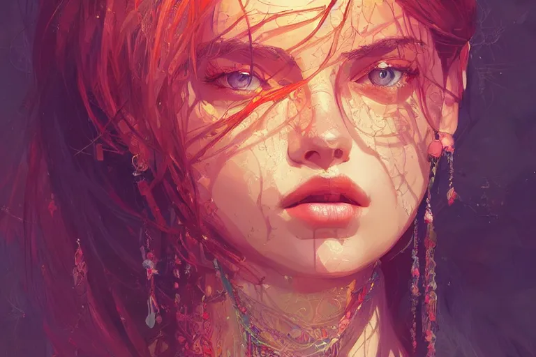 Image similar to a beautiful bohemian girl, intricate, highly detailed, digital painting, pixiv, artstation, official media, concept art, rich vivid colors, ambient lighting, sharp focus, illustration, art by wlop