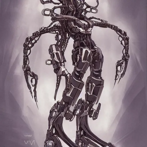 Prompt: a mecha version of medusa, very symmetrical, highly detailed, by vitaly bulgarov, by joss nizzi, by ben procter, by steve jung, concept art, sil, quintessa, metal gear solid, species, gorgon, transformers, concept art world, pinterest, artstation, unreal engine