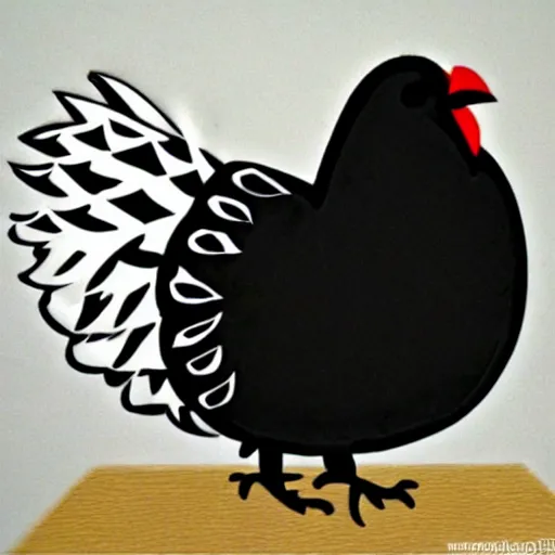 Image similar to an all black chicken spotted white heart shapes