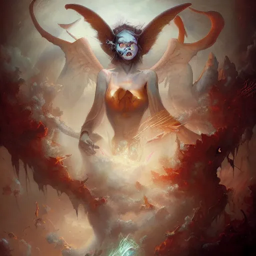 Prompt: sadie sink demonic birth from insanity dimension by peter mohrbacher