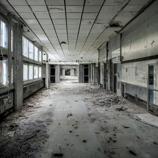 Image similar to photo of a modern but abandoned research facility