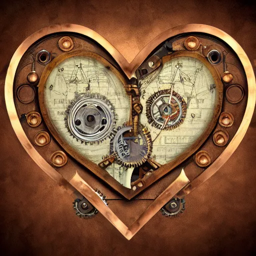 Image similar to hyper realistic steampunk heart, hyper detailled, 4 k