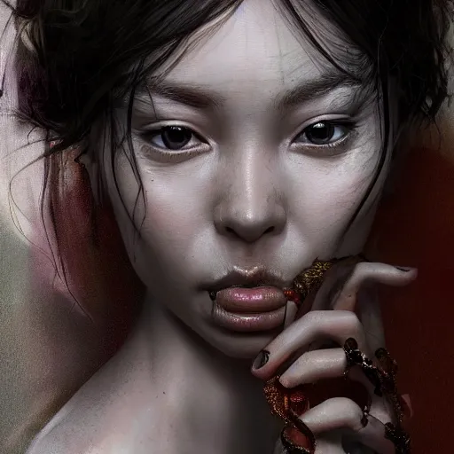 Image similar to bitches brew, absurdly beautiful, elegant, young sensual graceful, ultrafine hyperrealistic detailed face illustration by kim jung gi, irakli nadar, sharp focus, saturated colors, octopath traveler, final fantasy, unreal engine highly rendered, global illumination, radiant light, intricate environment