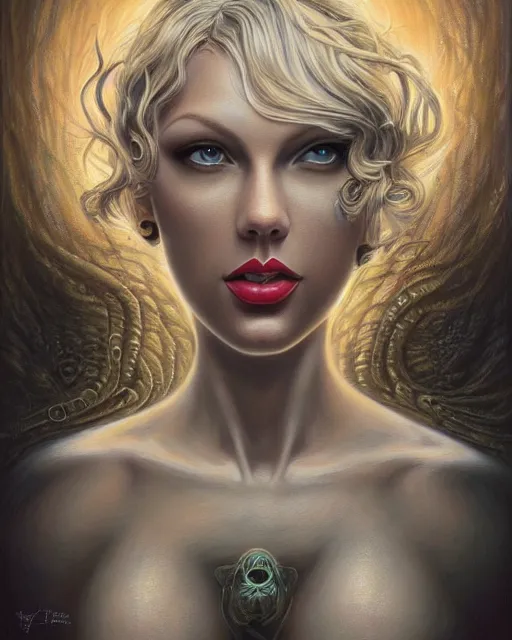 Image similar to lovecraft biopunk portrait of taylor swift by tomasz alen kopera and peter mohrbacher.