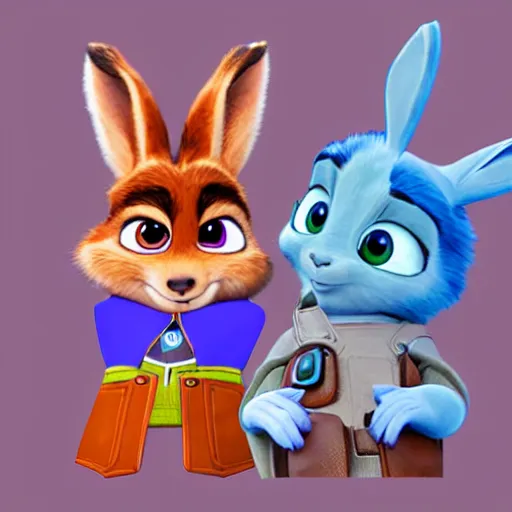 Prompt: the child of Judy Hopps and Nick Wilde, digital art
