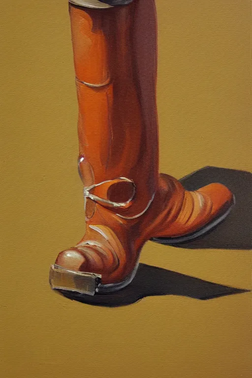 Prompt: an anthropomorphic boot on the ground, beksinki, oil painting