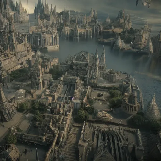 Prompt: a medieval fantasy city floating in space. octane render. trending. cinematic. epic. highly detailed.