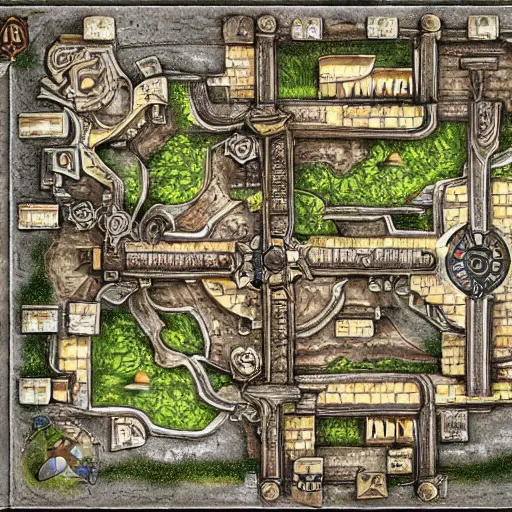 Image similar to map of a dungeon in waterdeep, isometric, detailed, game, dungeons and dragons