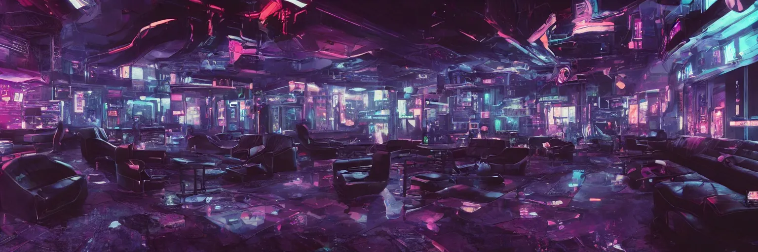Image similar to interior of the cyberpunk night adult club