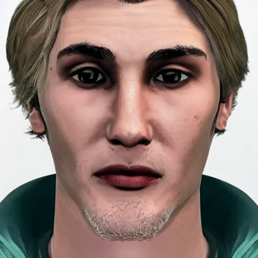 Image similar to closeup of handsome gigachad XQC as a GTA character in a loading screen