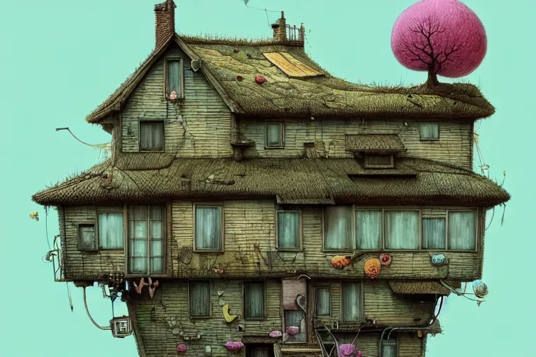 Prompt: house by alibaba, pastel color, art by gediminas pranckevicius, geof darrow, dark shadows, hard lighting, floralpunk, inking, etching, screen print, masterpiece, trending on artstation, sharp, high contrast hd, 8 k hyper detailed