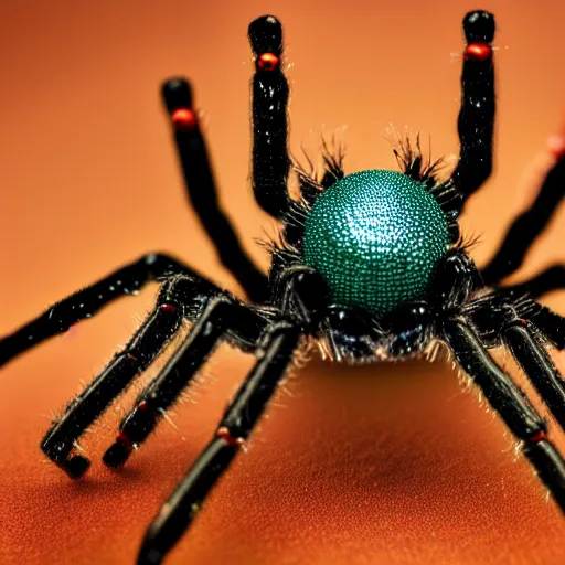 Prompt: spider made of glass beads photo realistic detailed 4k