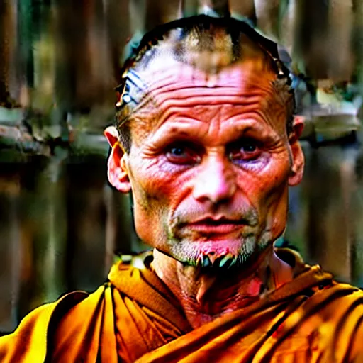 Image similar to viggo mortensen as a burmese buddhist monk