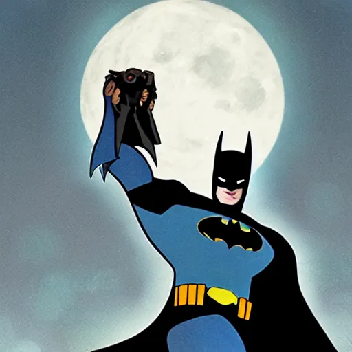 Prompt: Batman holding a hamter in his hands, moonlight, comic book style