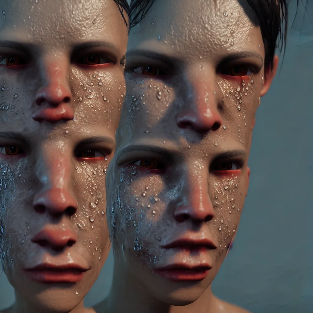 Image similar to sweat face unreal engine