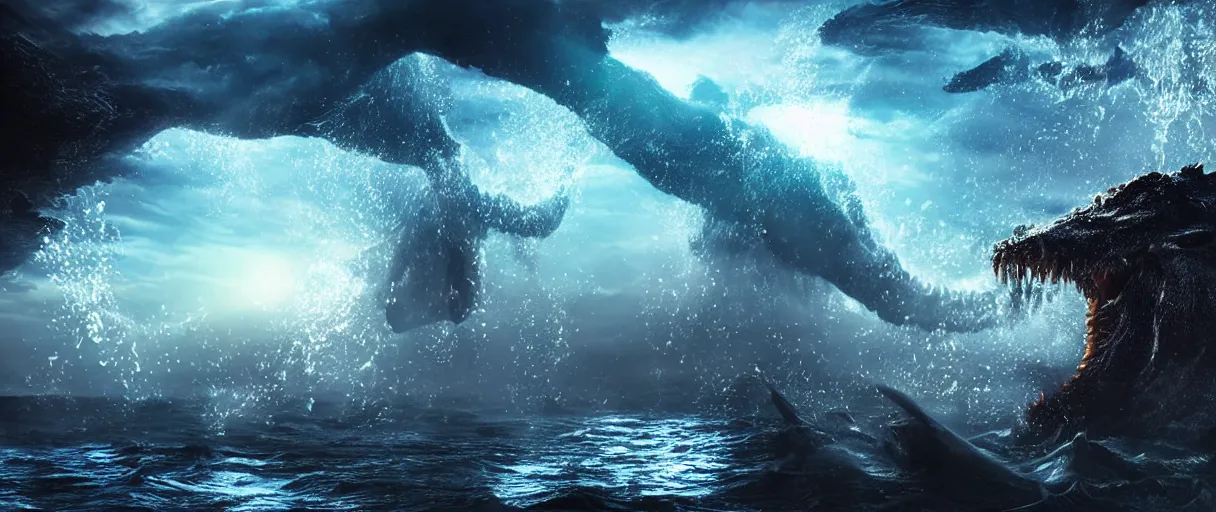 Prompt: ocean monster dramatic lighting cinematic extremely high detail foto realistic cinematic lighting