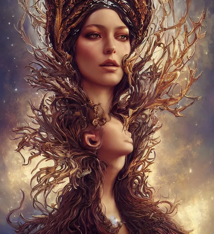 Image similar to unreal engine render + a goddess, smooth, coherent, high detailed, by Karol Bak, featured on artstation, instagram HD, unreal engine