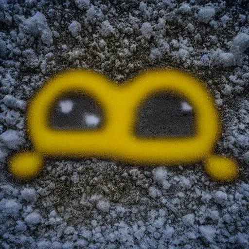 Image similar to pacman made of yellow snow, photography