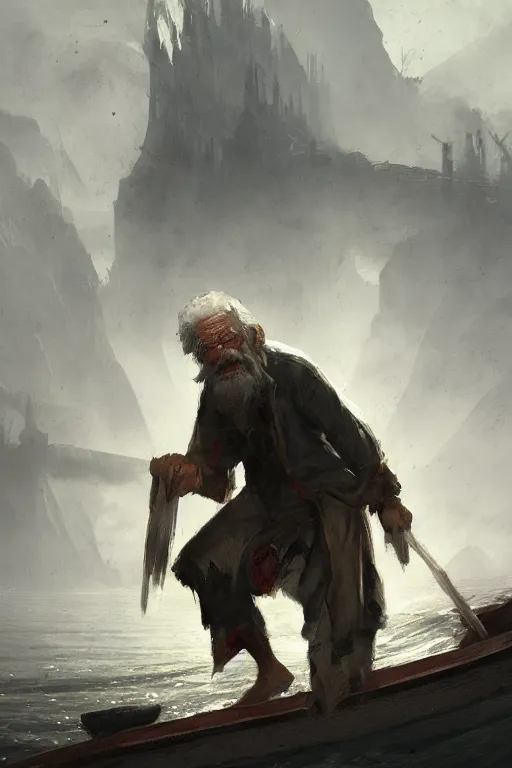 Image similar to old fisherman, 8 k, digital art, magic the gathering, mtg, by greg rutkowski, trending on artstation