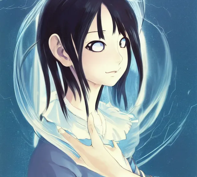 Prompt: anime visual, portrait of a young female traveler in a magic book shop interior, beautiful face by yoh yoshinari, katsura masakazu, studio lighting, dynamic pose, dynamic perspective, strong silhouette, anime cels, ilya kuvshinov, cel shaded, crisp and sharp, rounded eyes, moody, ( detailed character!! ), blue colors!!