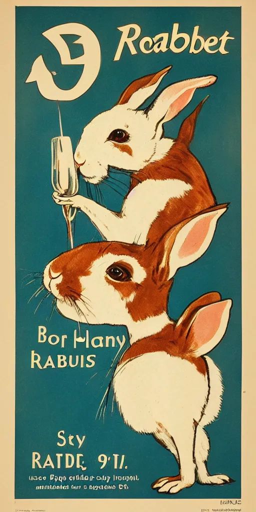 Prompt: a 1 9 2 0 s poster advertising a rabbit