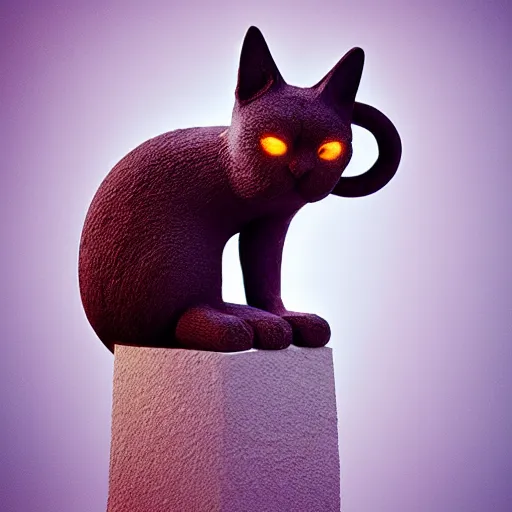 Prompt: a sculpture of a cat, james jean style, claymation style, colourful, volumetric light,, dramatic light, analogue photo, vfx art, digital painting, digital illustration, unreal engine render,