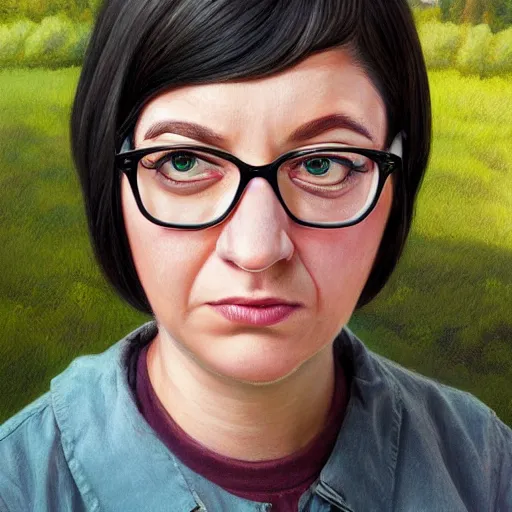 Image similar to Beautiful hyperrealistic detailed matte portrait painting of Tina Belcher, by andreas rocha and john howe, and Martin Johnson