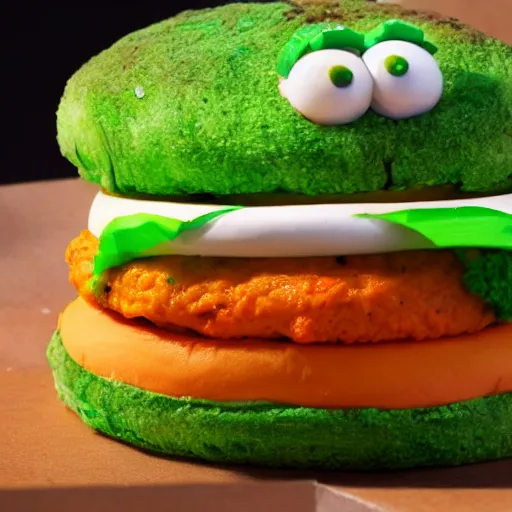 Image similar to A Mike Wackowski themed cheeseburger