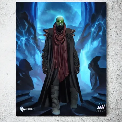 Image similar to chronomancer kanye west at the edge of reality, magic the gathering artwork