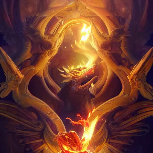 Prompt: a dragon blowing fire, realistic, mirror, neon, hell, god rays, volumetric lighting, octane render, 4 k resolution, art by artgerm and greg rutkowski and alphonse mucha, masterpiece, in a luminist baroque style