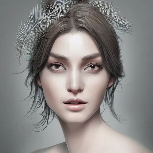Prompt: a highly detailed digital image of a beautiful elegant woman wrapped in silver leaves, artstation, extremely detailed woman, stunning volumetric lighting, hyper realism, fantasy 4k,