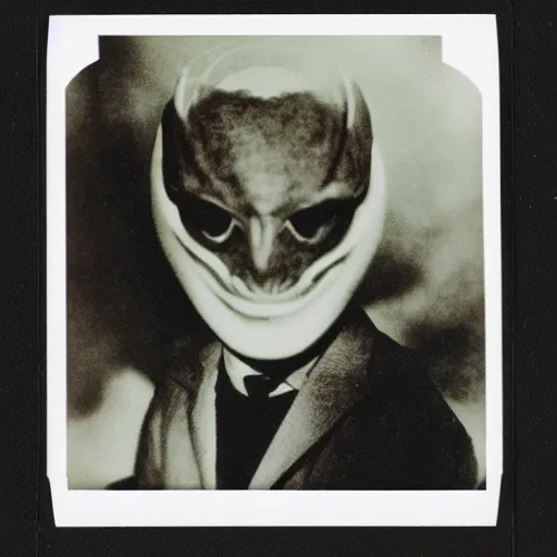 Image similar to polaroid photograph of portrait horrorific alien, 1 9 5 0