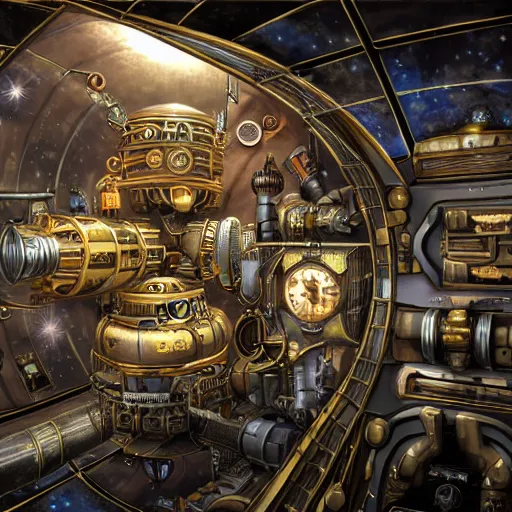 Image similar to photo of a steampunk space habitat