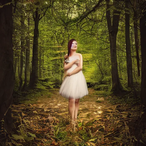 Image similar to entrancing beautiful portrait in the forest full body