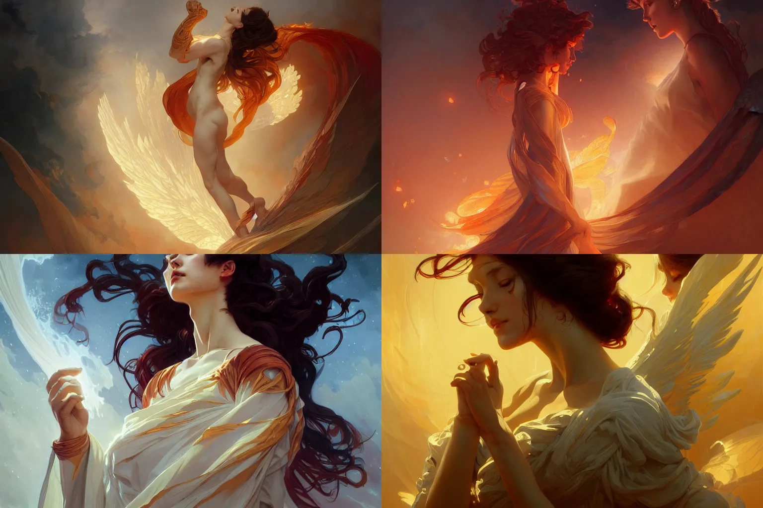 Prompt: Fiery the angels fell, Deep thunder rolled around their shoulders, intricate, elegant, highly detailed, digital painting, artstation, concept art, smooth, sharp focus, illustration, art by artgerm and greg rutkowski and alphonse mucha and francisco goya