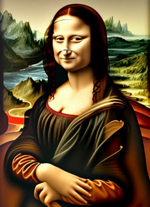 Image similar to Real life Mona Lisa, painted by Lucian Freud, highly detailed, 8k