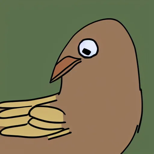 Image similar to extremely detailed cartoon bird looking directly into camera