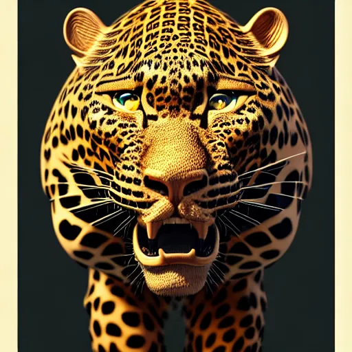 Image similar to Justice Leopard:: by beeple and James Gilleard and Justin Gerard :: ornate, dynamic, particulate, intricate, elegant, highly detailed, centered, artstation, smooth, sharp focus, octane render, 3