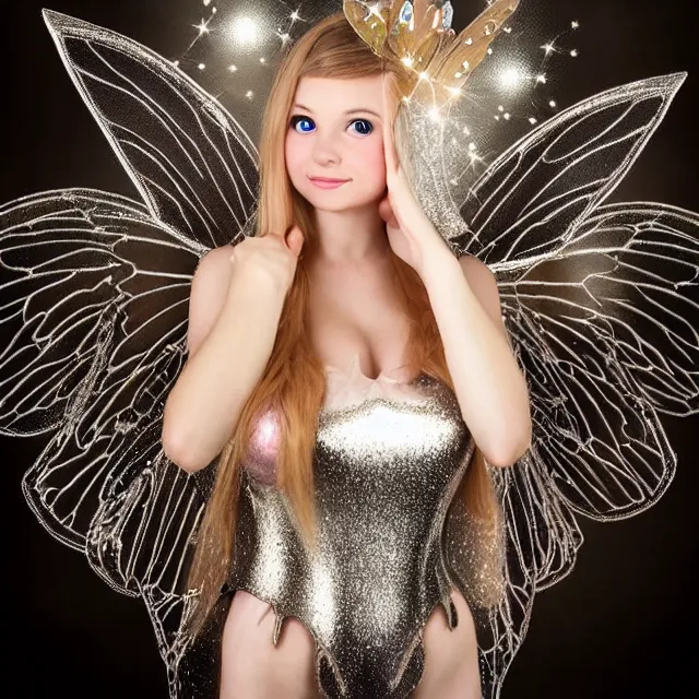 Image similar to beautiful adult fairy with sparkling armour, award - winning photo