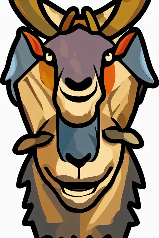 Image similar to Portrait of a savage goat, anime, sticker, colorful, illustration, highly detailed, simple, smooth and clean vector curves, no jagged lines, vector art, smooth