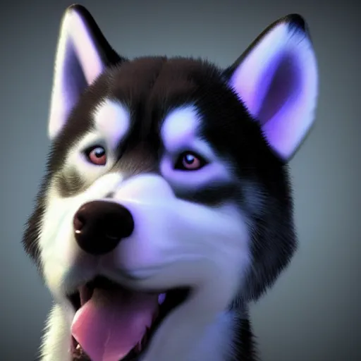 Image similar to 3d render of a cute husky dog, digital art, unreal engine 5