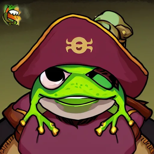 Image similar to pirate frog : a league of legends character designed by kanye west