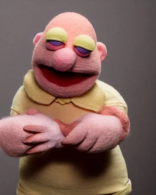 Image similar to hank schrader as a muppet. highly detailed felt. hyper real photo. 4 k.