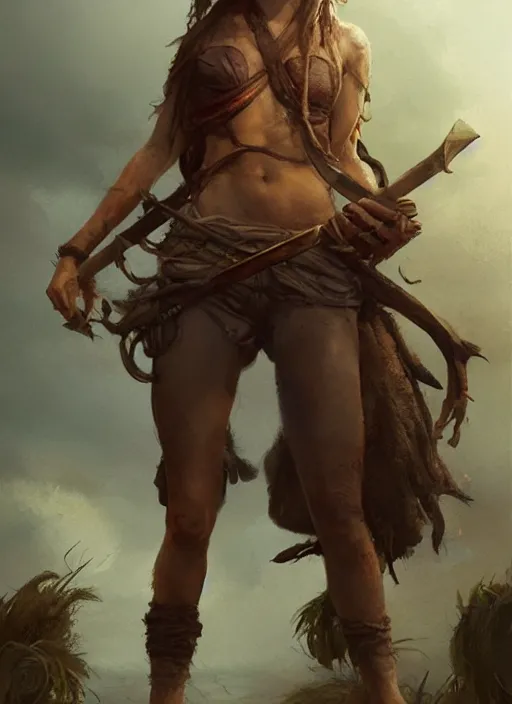 Prompt: hyper realistic photo of prehistoric pirate emma watson, full body, rule of thirds, conceptart, saturated colors, cinematic, greg rutkowski, brom, james gurney, mignola, craig mullins, artstation, cgsociety