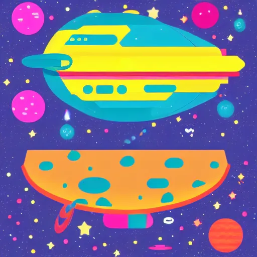 Prompt: space ship in the style of kurzgesagt