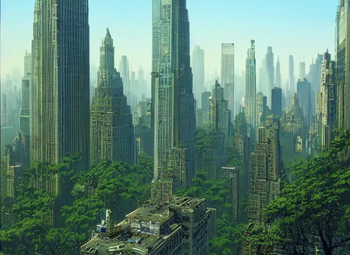 Prompt: jungle new york city, matte painting, peter elson