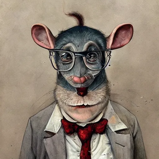 Image similar to portrait of a rat dressed as a mad scientist, by Esao Andrews