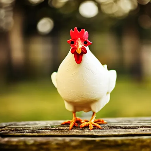 Prompt: bionic chicken photo bokeh