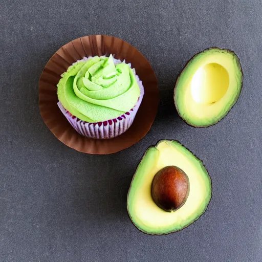 Prompt: avocado cupcake on shirt, aenami, alena