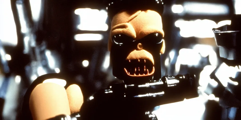 Image similar to t - 6 0 0 as a muppet, the terminator, film still, high quality, hd, 4 k